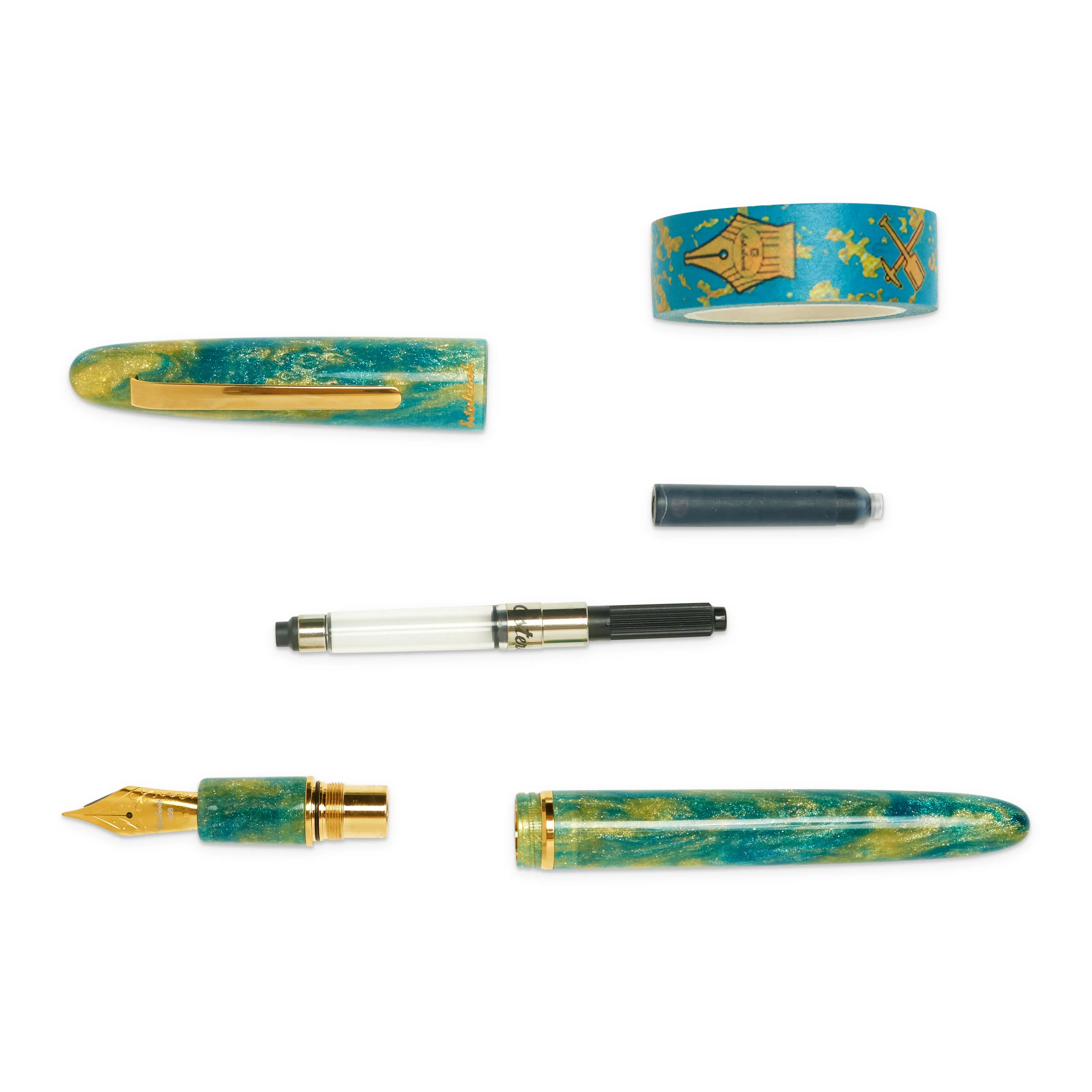 Estie Gold Rush Green Frontier Fountain Pen - Fine