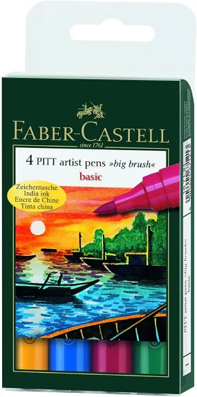 FABER-CASTELL PITT Artist Big Brush Pen "Basic colors" Wallet of 4