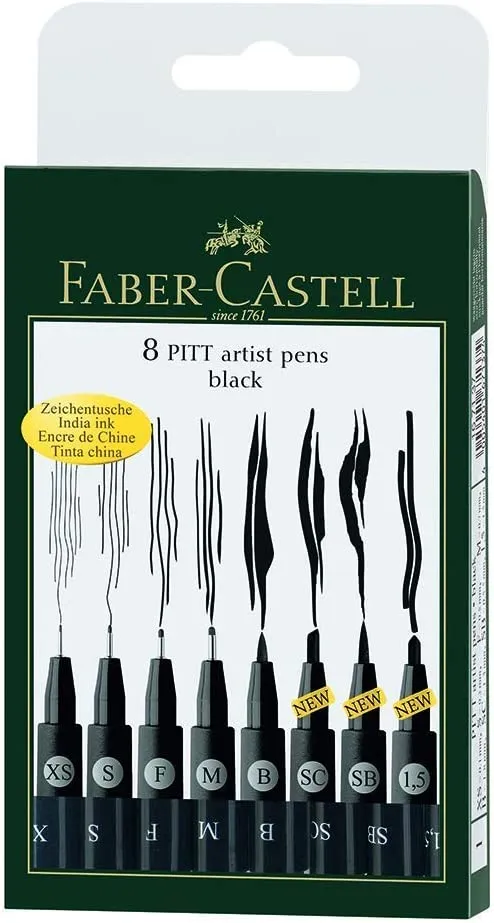 FABER-CASTELL PITT Artist Pen Wallet of 8