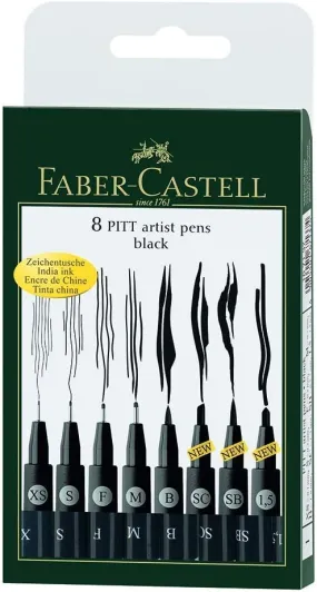 FABER-CASTELL PITT Artist Pen Wallet of 8