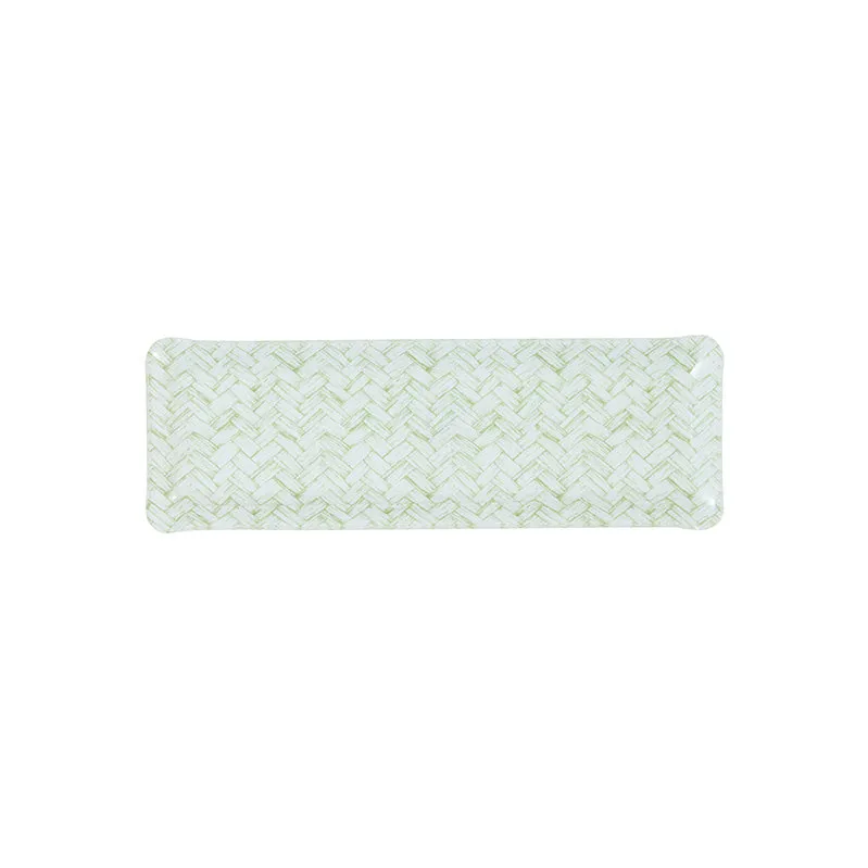 Fabric Tray Oblong Basketweave Green