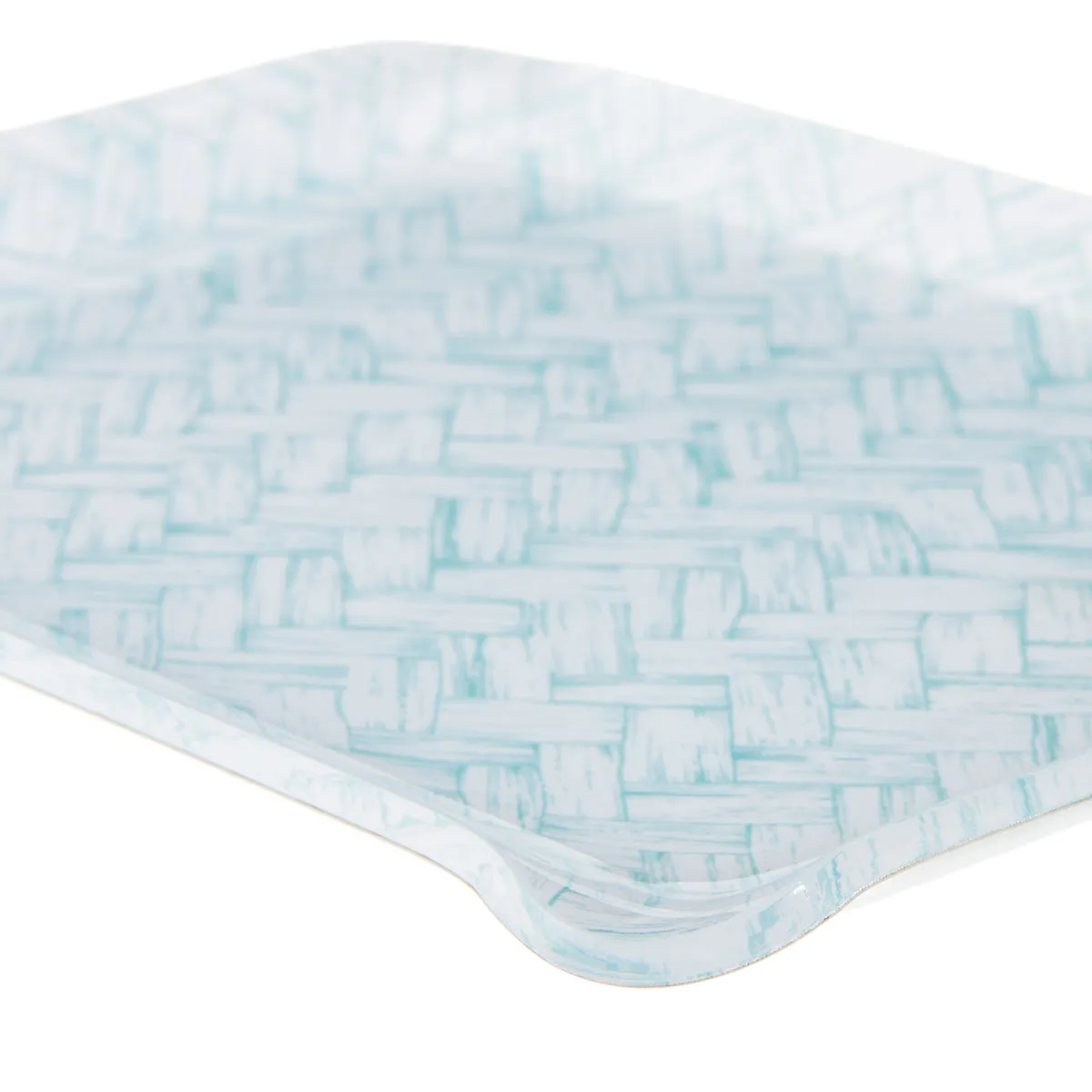 Fabric Tray Small Basketweave Aqua