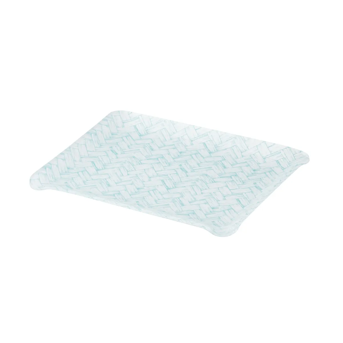 Fabric Tray Small Basketweave Aqua