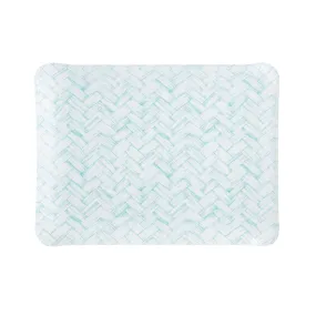 Fabric Tray Small Basketweave Aqua