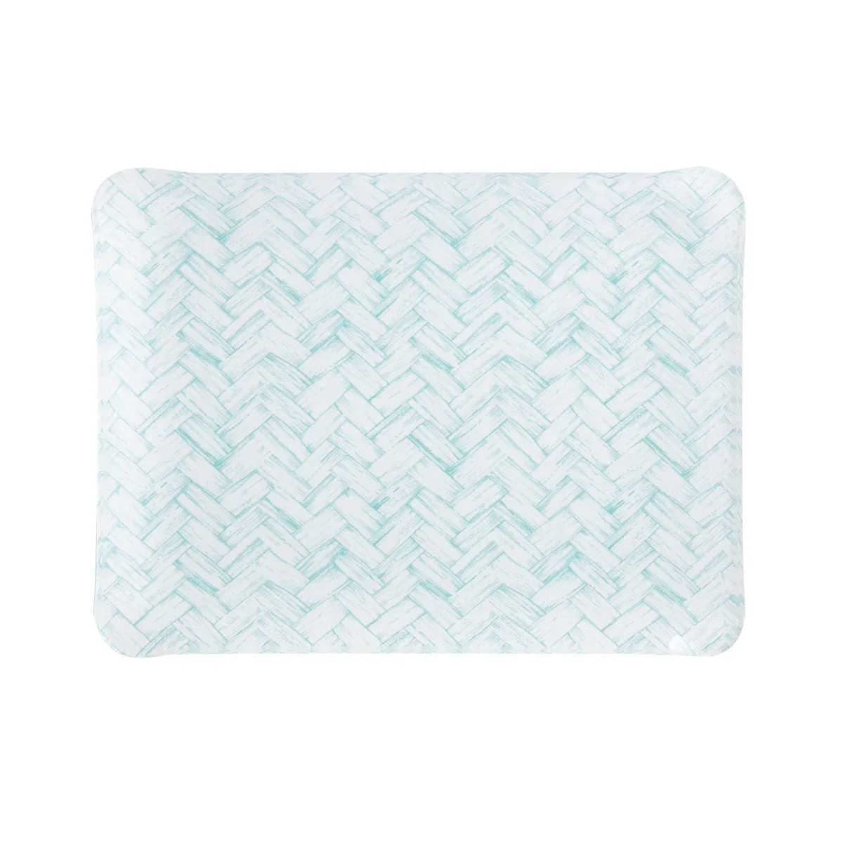 Fabric Tray Small Basketweave Aqua