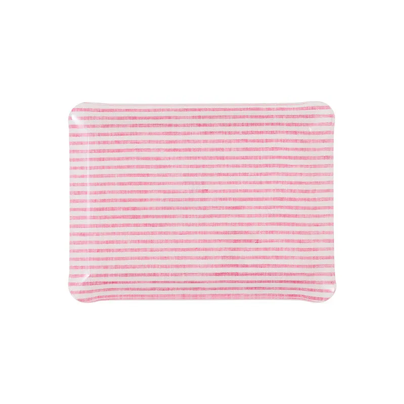 Fabric Tray Small Stripe Pink and White