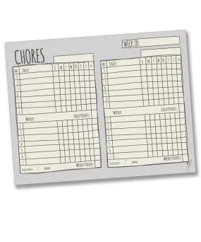 Family Chore Chart for Multiple Kids - Sketch Design Grey
