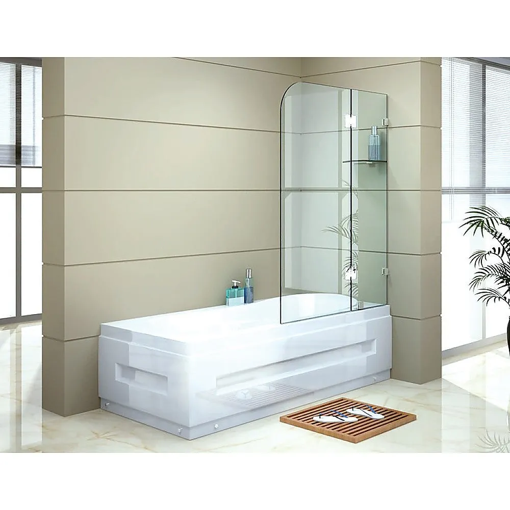 Frameless 10mm Glass Bath Screen Panel, Chrome, 900x1450mm - Della Francesca