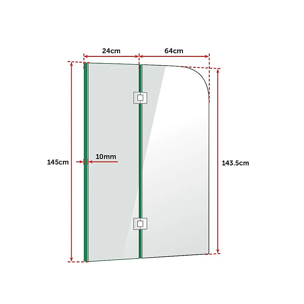 Frameless 10mm Glass Bath Screen Panel, Chrome, 900x1450mm - Della Francesca