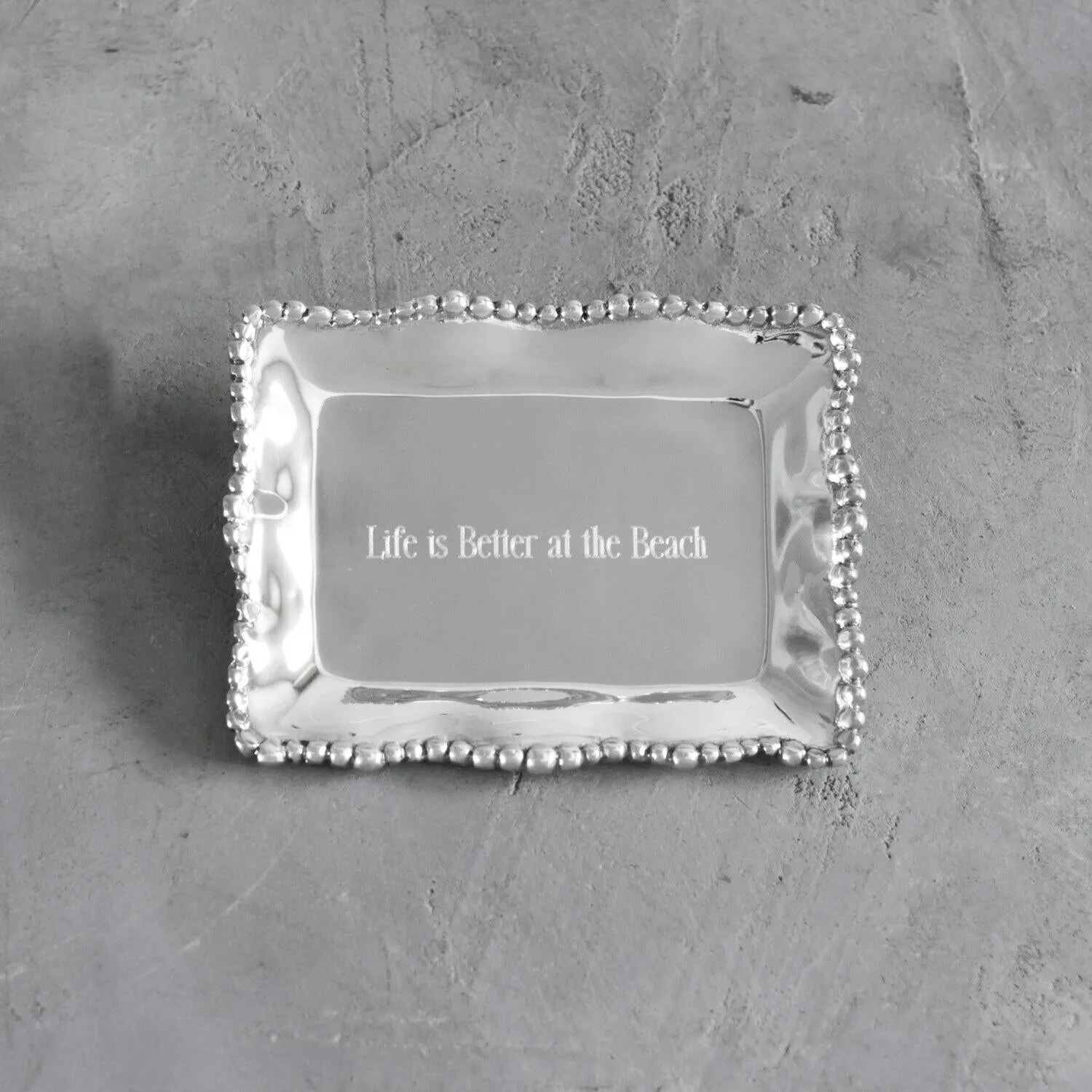 Giftables Organic Pearl Rectangular Engraved Tray "Life is Better at the Beach"