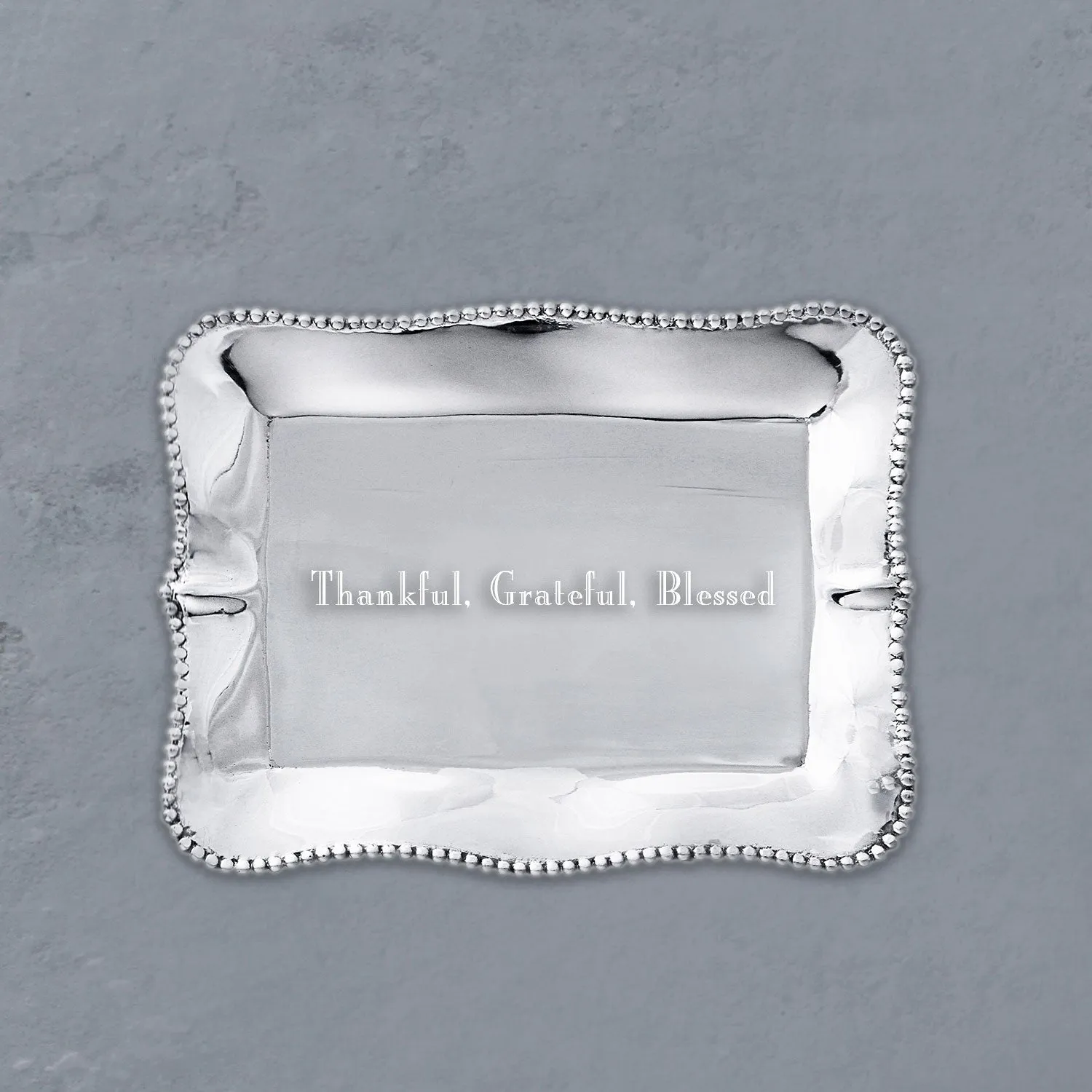 Giftables Pearl Denisse Rectangular Engraved Tray "Thankful, Grateful, Blessed"