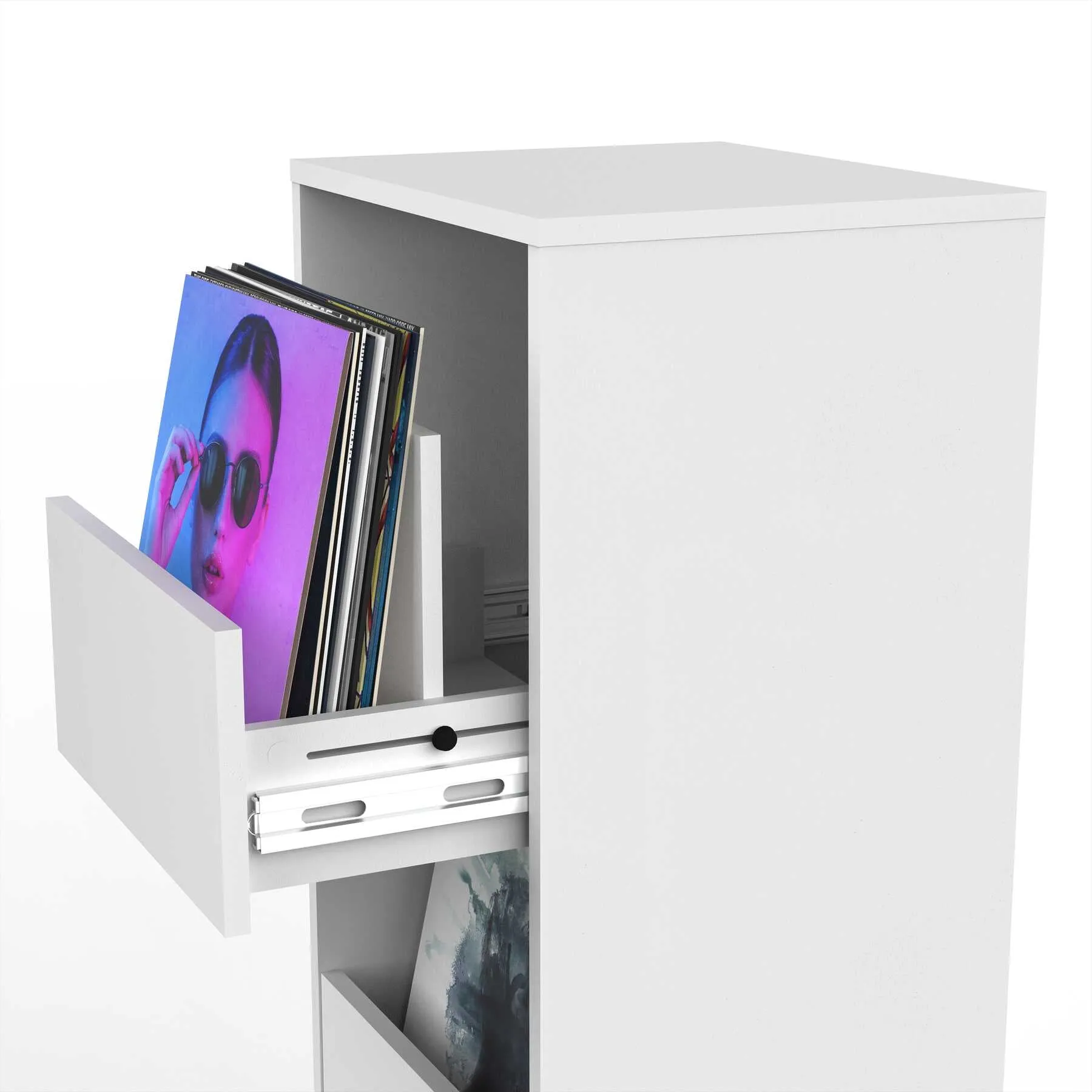 Glorious VINYL VAULT With Drawers (White)