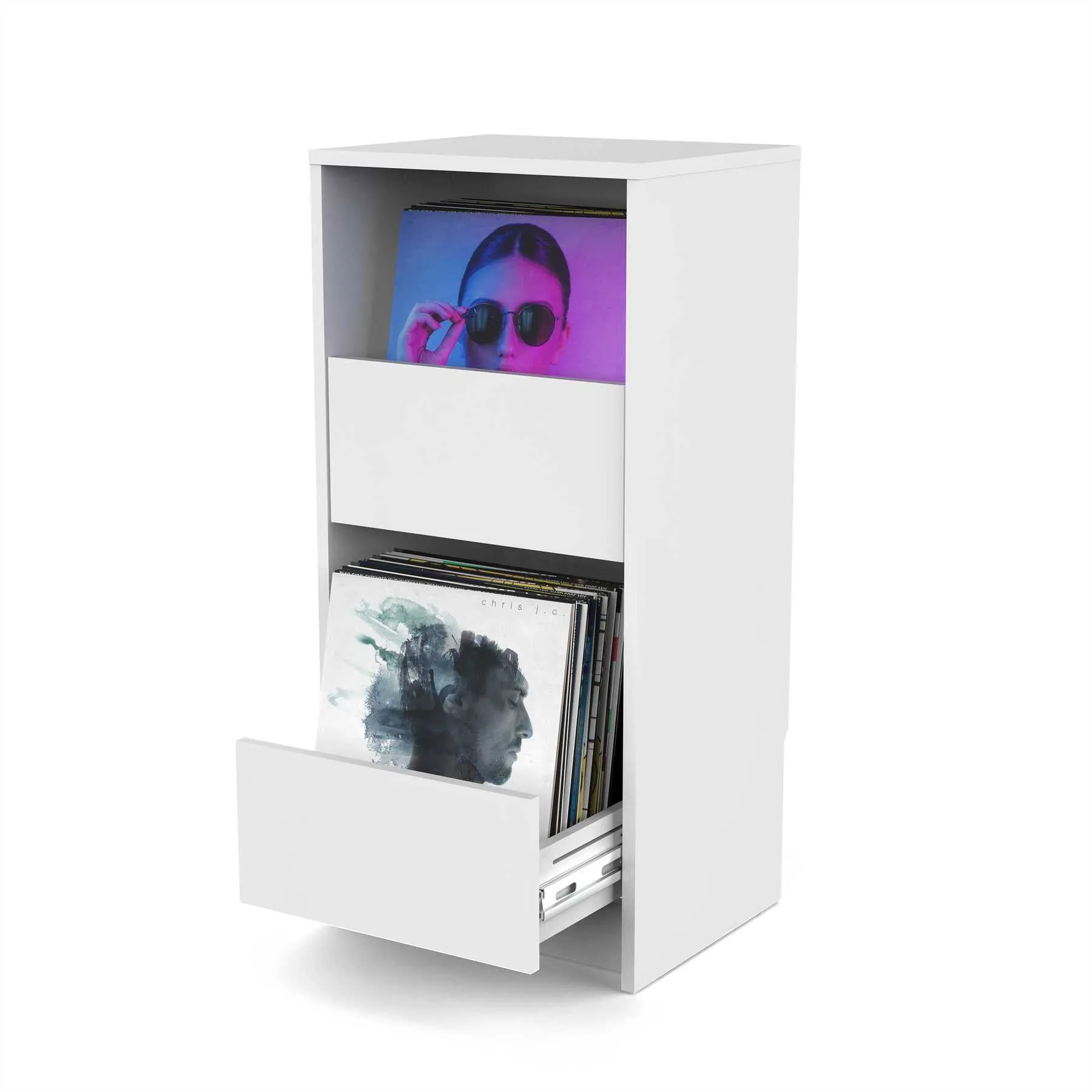 Glorious VINYL VAULT With Drawers (White)