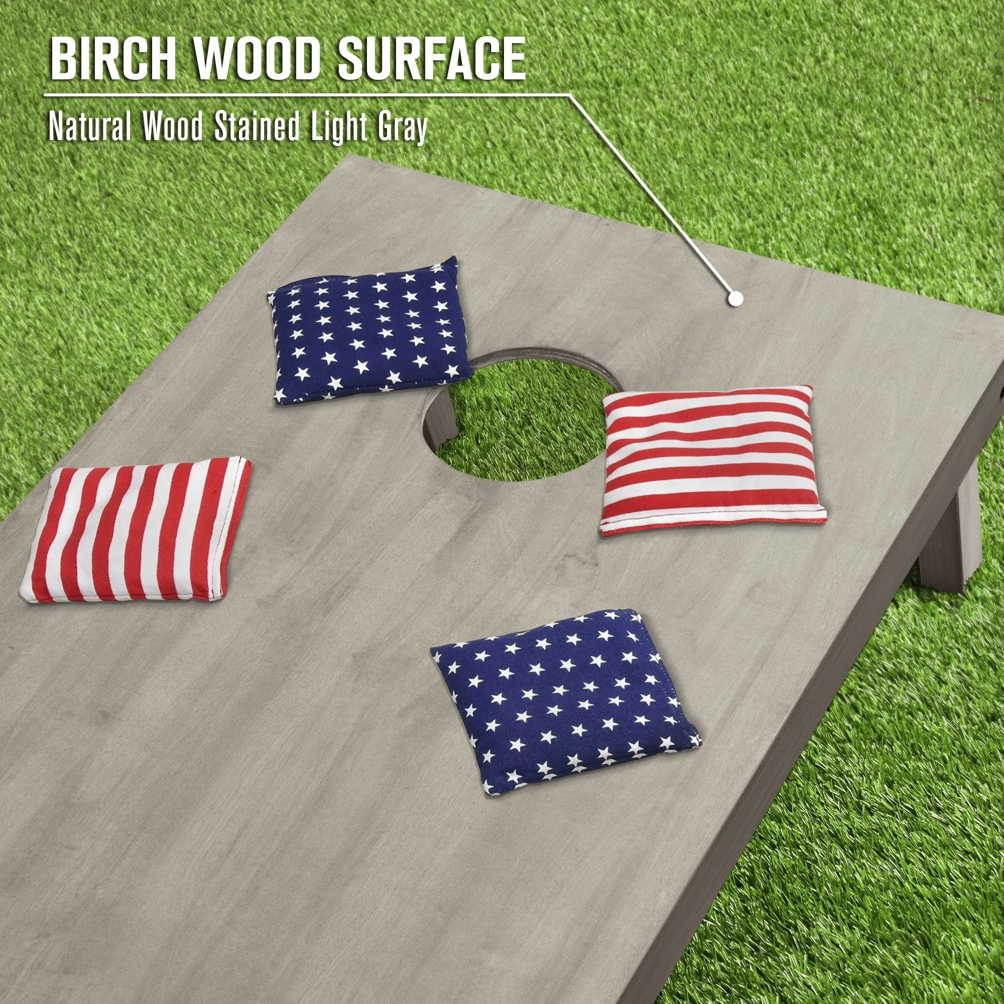 GoSports 4 ft x 2 ft Wooden Cornhole Boards Set - Gray