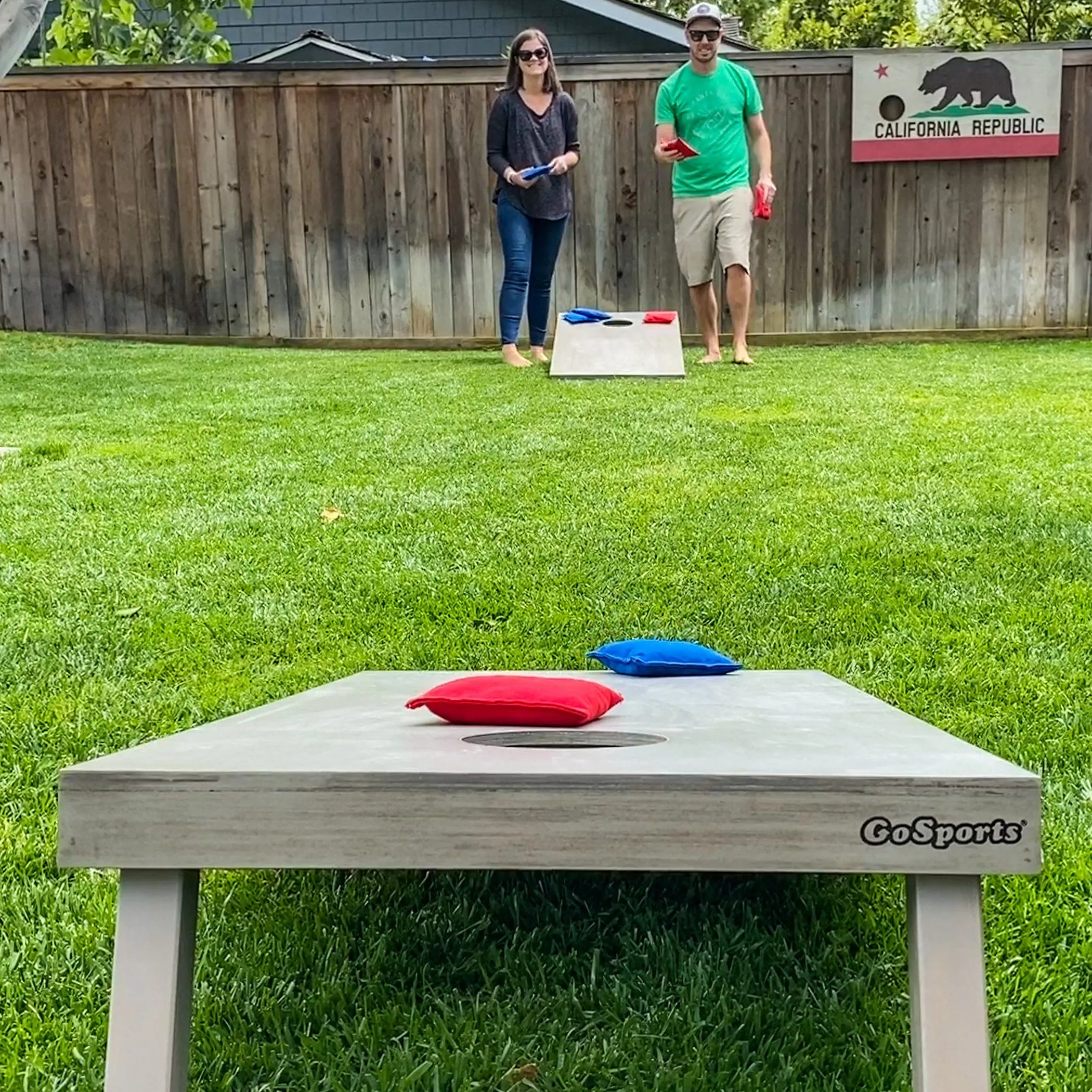 GoSports 4 ft x 2 ft Wooden Cornhole Boards Set - Gray