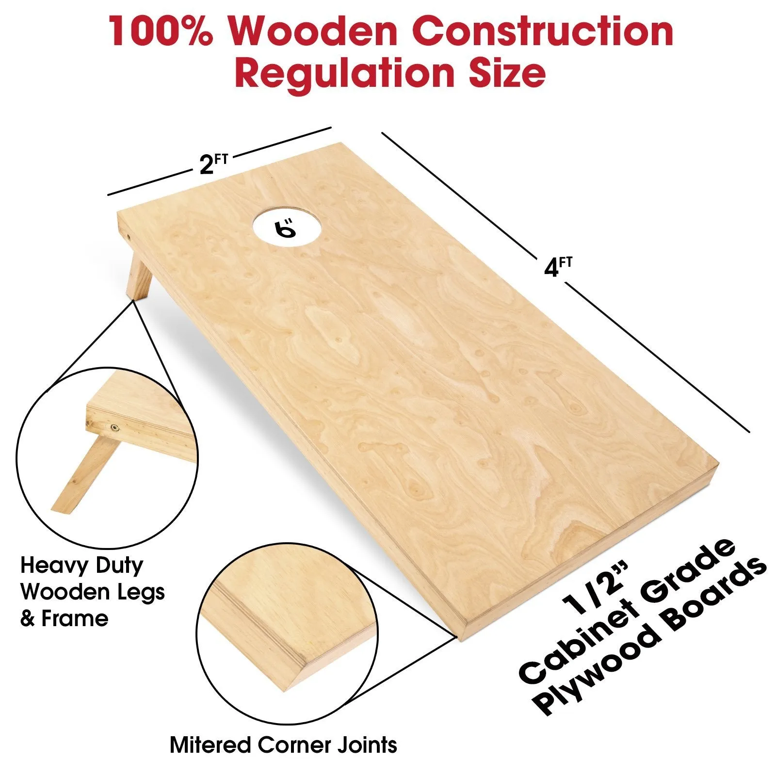 GoSports 4 ft x 2 ft Wooden Cornhole Boards Set - Natural