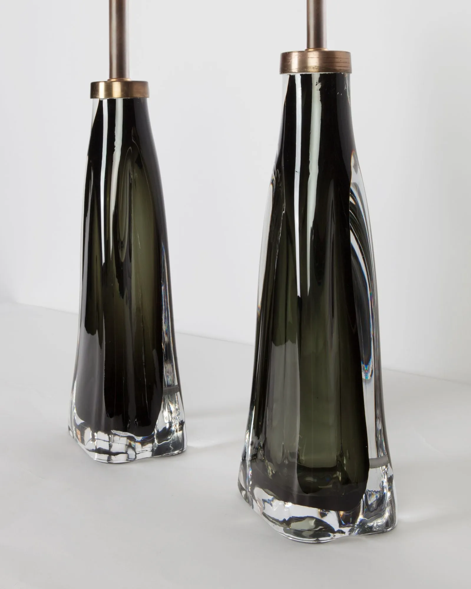 Green Cased Glass Orrefors Lamps