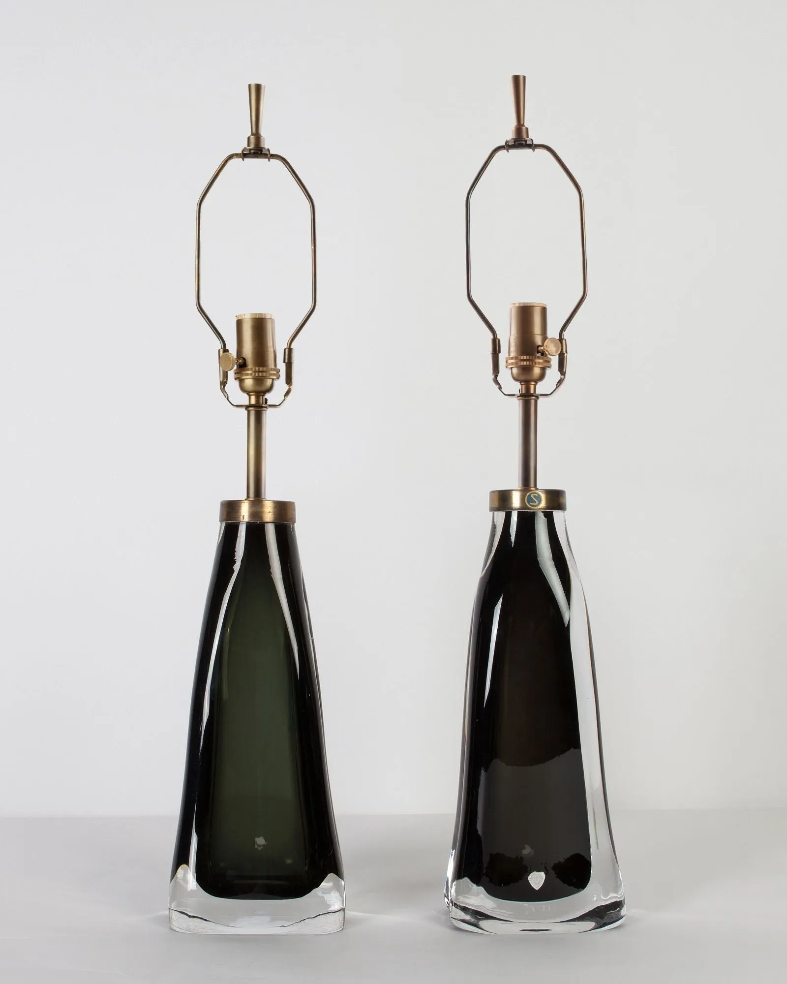 Green Cased Glass Orrefors Lamps