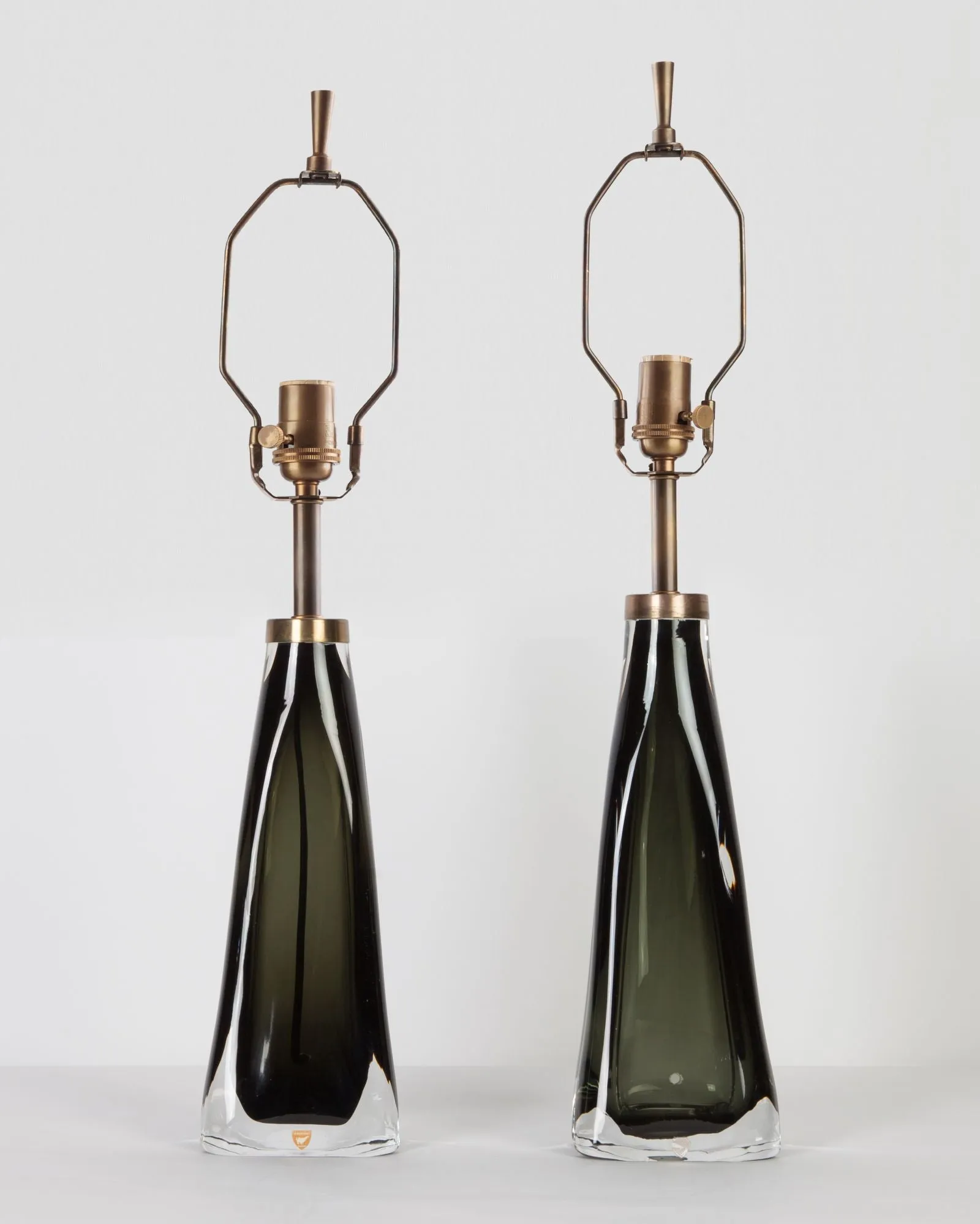 Green Cased Glass Orrefors Lamps