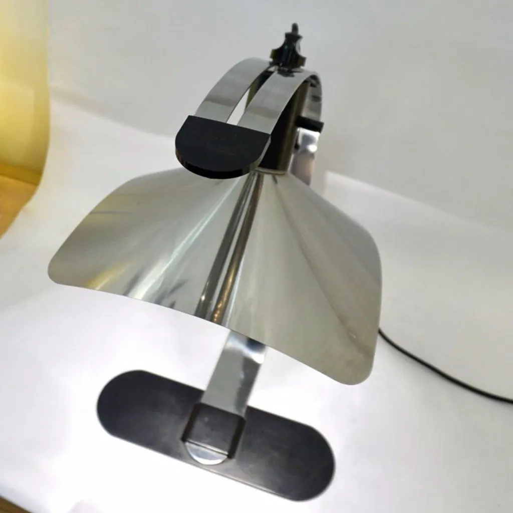 Grignani for Luci, 1970s, Italian Vintage Adjustable Black and Nickel Desk Lamp