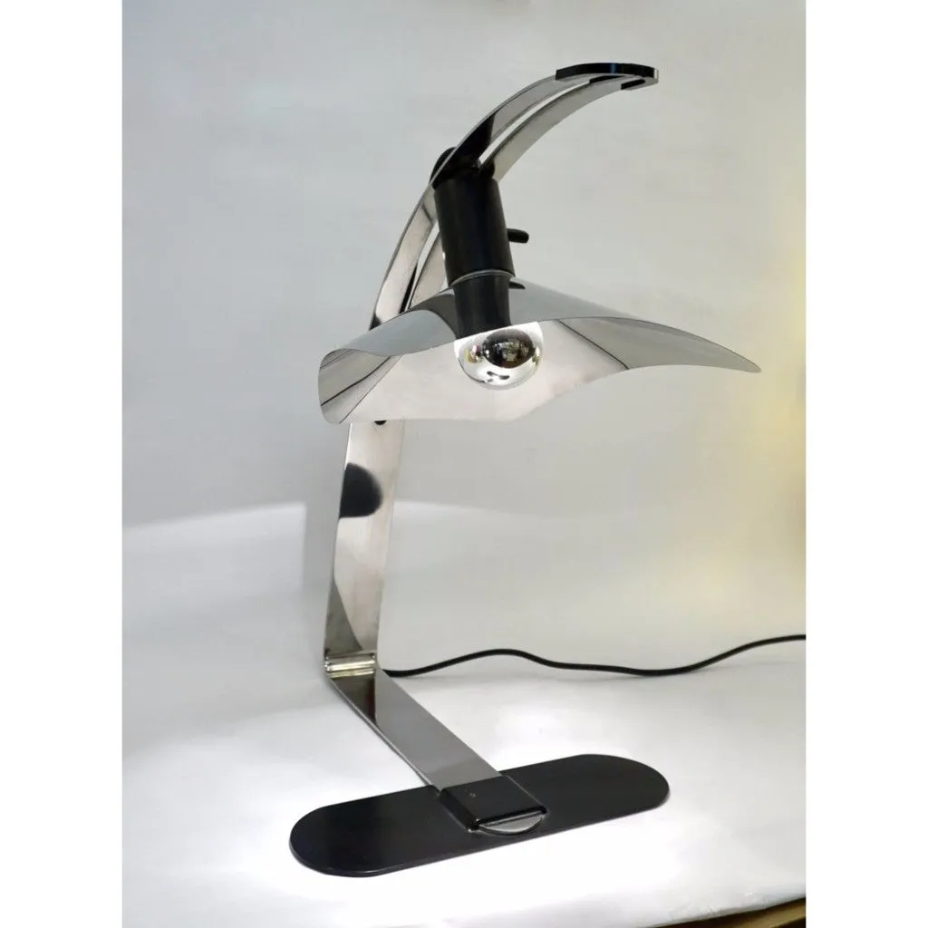 Grignani for Luci, 1970s, Italian Vintage Adjustable Black and Nickel Desk Lamp