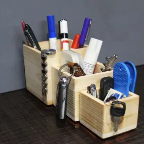 Handcrafted Wooden Box Set : Desktop / Tabletop Organizer : A Set Of 3 Boxes