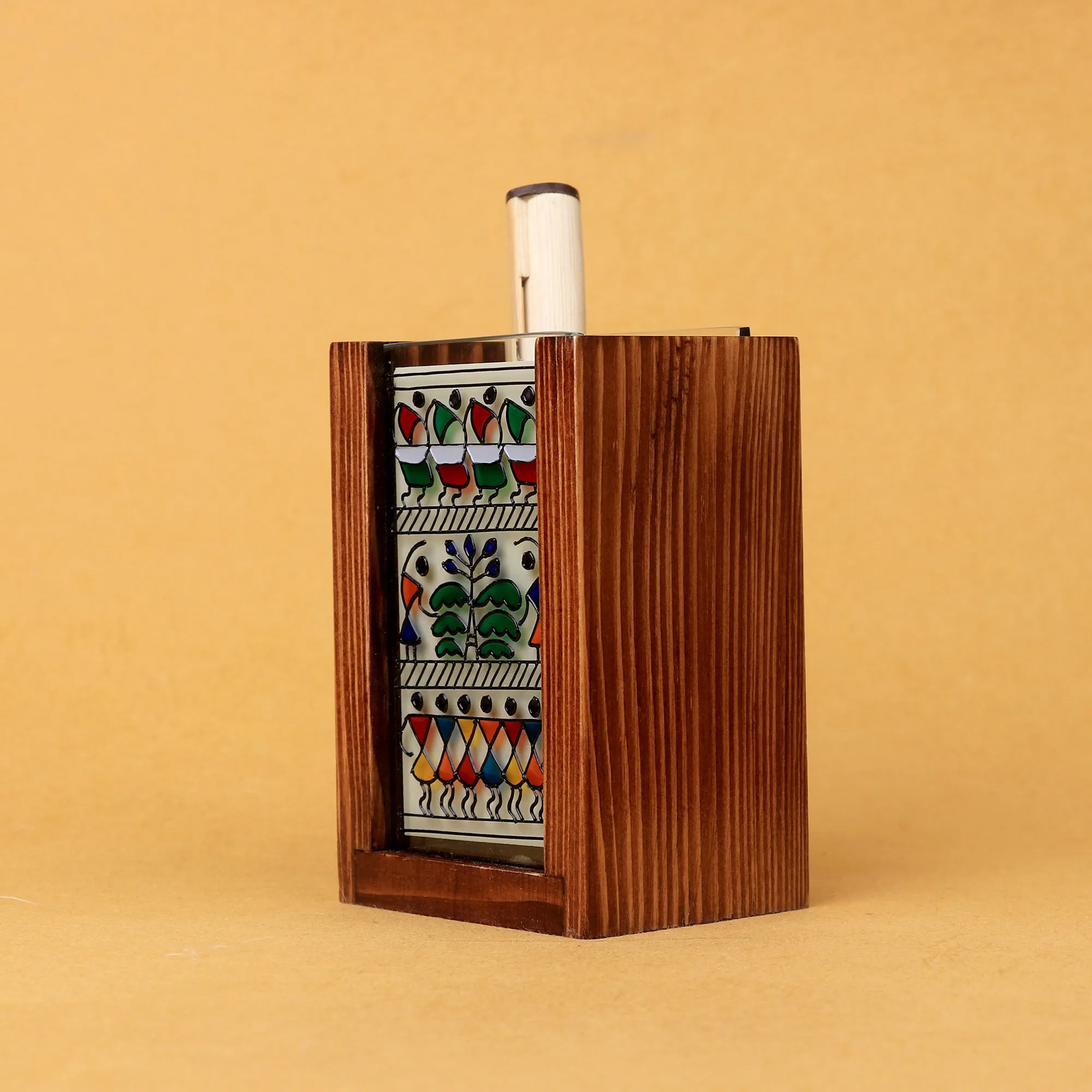 Hari - Hand-Painted Glass Pen Stand