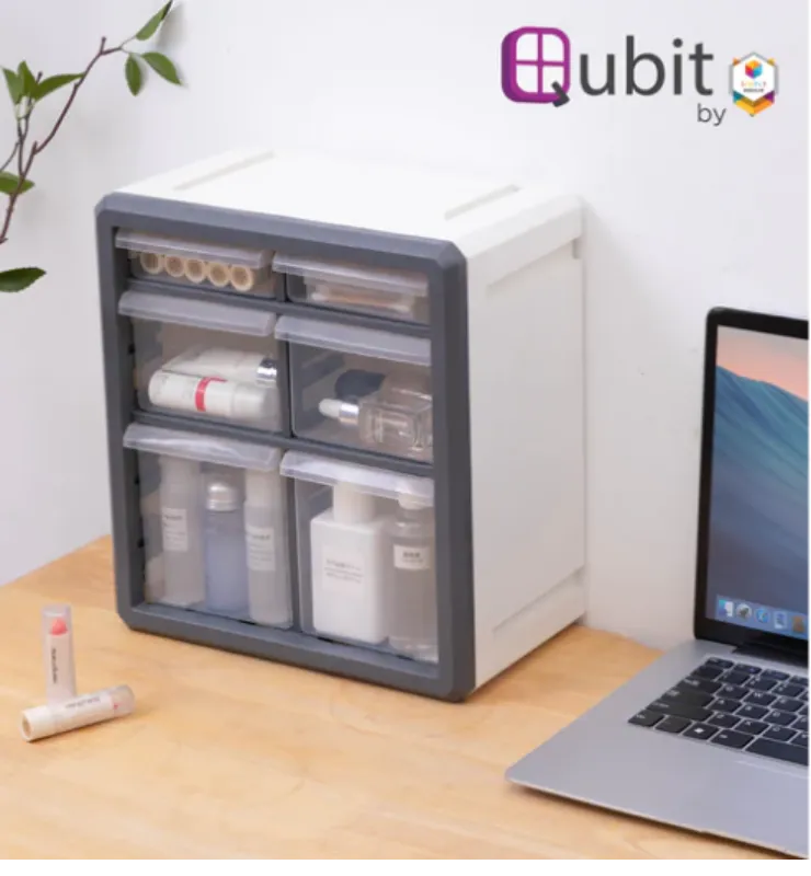 Hexa Cube Storage Box Pink/Gray