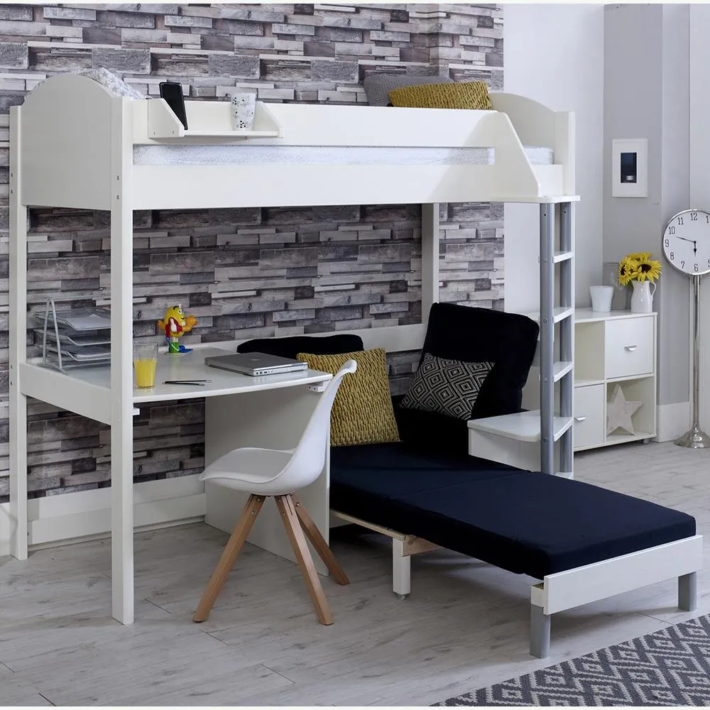 High Sleeper Noah 2 White with Sofa Bed & Desk