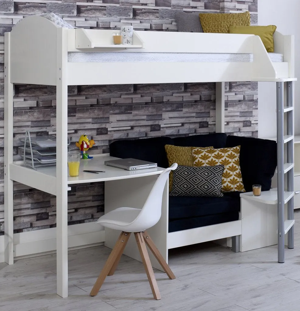 High Sleeper Noah 2 White with Sofa Bed & Desk