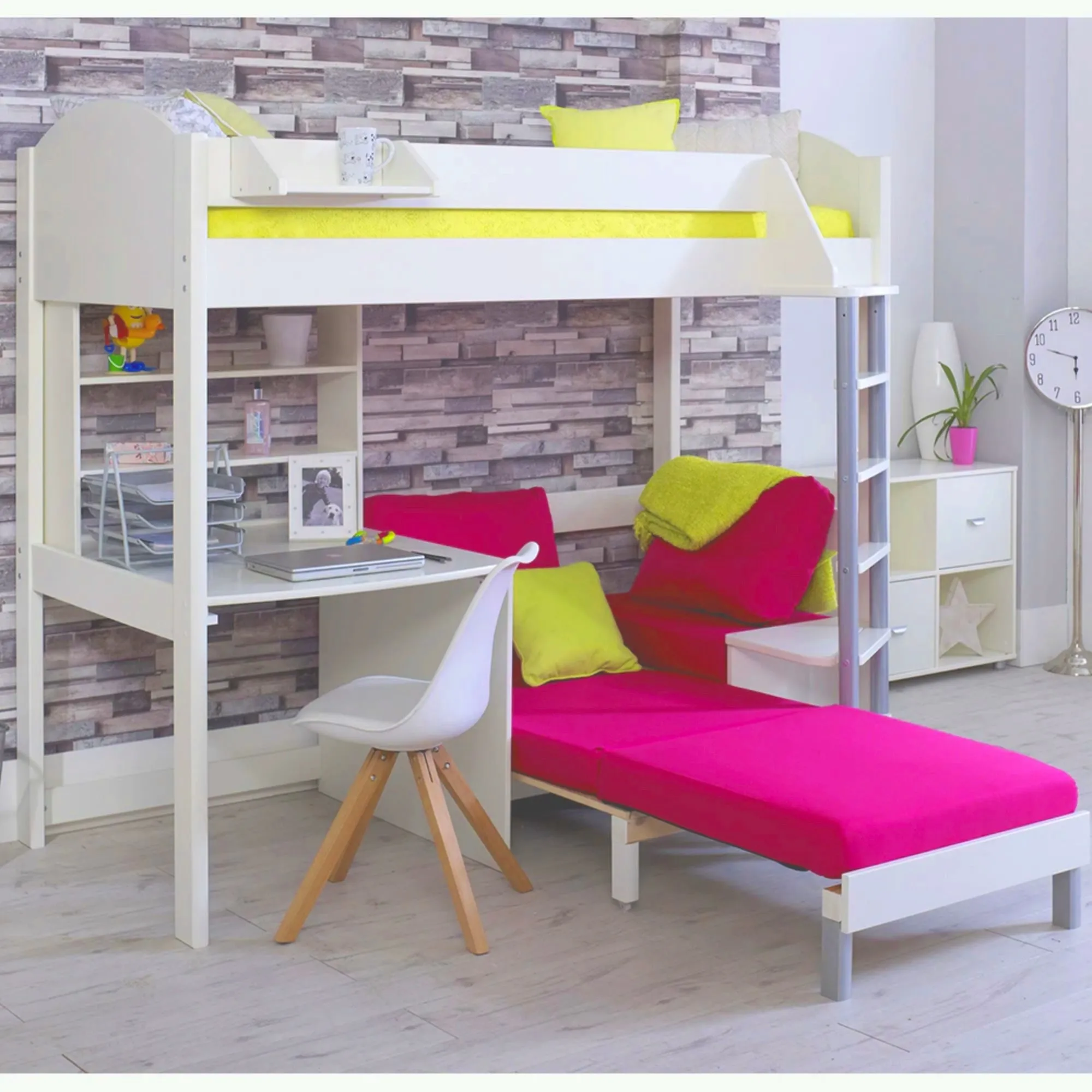 High Sleeper with Sofa Bed, Desk & Shelf - Noah C