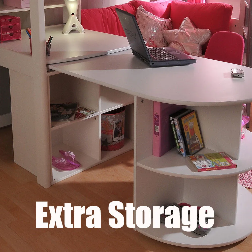 High Sleeper with Sofa Bed, Pull Out Desk, Shelf & Hidden Cube Unit - Noah 4