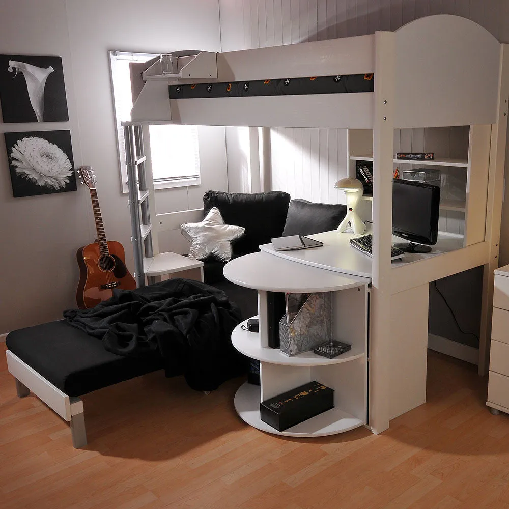 High Sleeper with Sofa Bed, Pull Out Desk, Shelf & Hidden Cube Unit - Noah 4