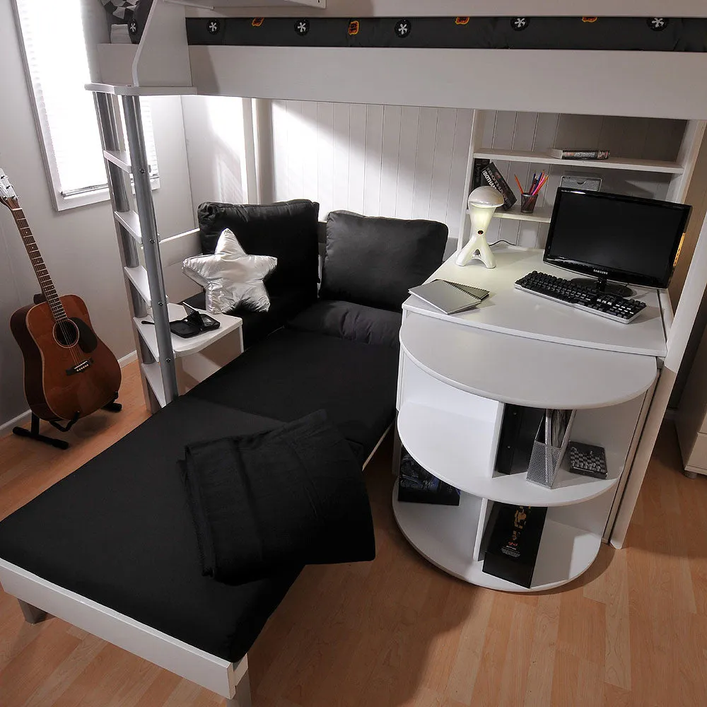 High Sleeper with Sofa Bed, Pull Out Desk, Shelf & Hidden Cube Unit - Noah 4