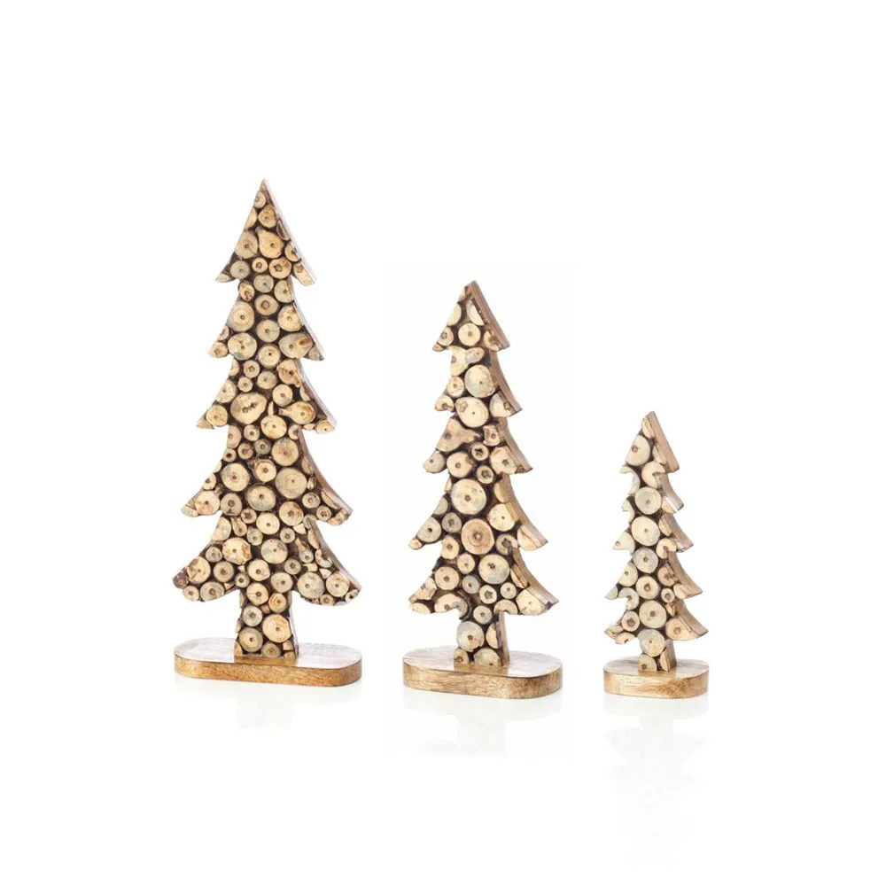 Holiday Wood Pine Tree Tabletop Set
