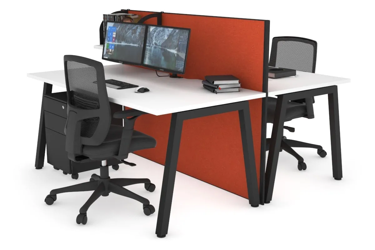 Horizon Quadro 2 Person Bench A Legs Office Workstation [1200L x 800W with Cable Scallop]