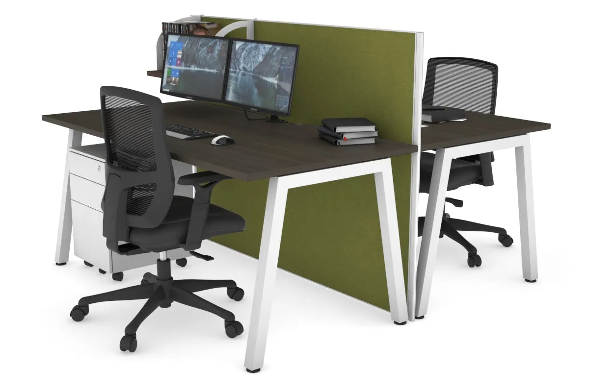 Horizon Quadro 2 Person Bench A Legs Office Workstation [1200L x 800W with Cable Scallop]