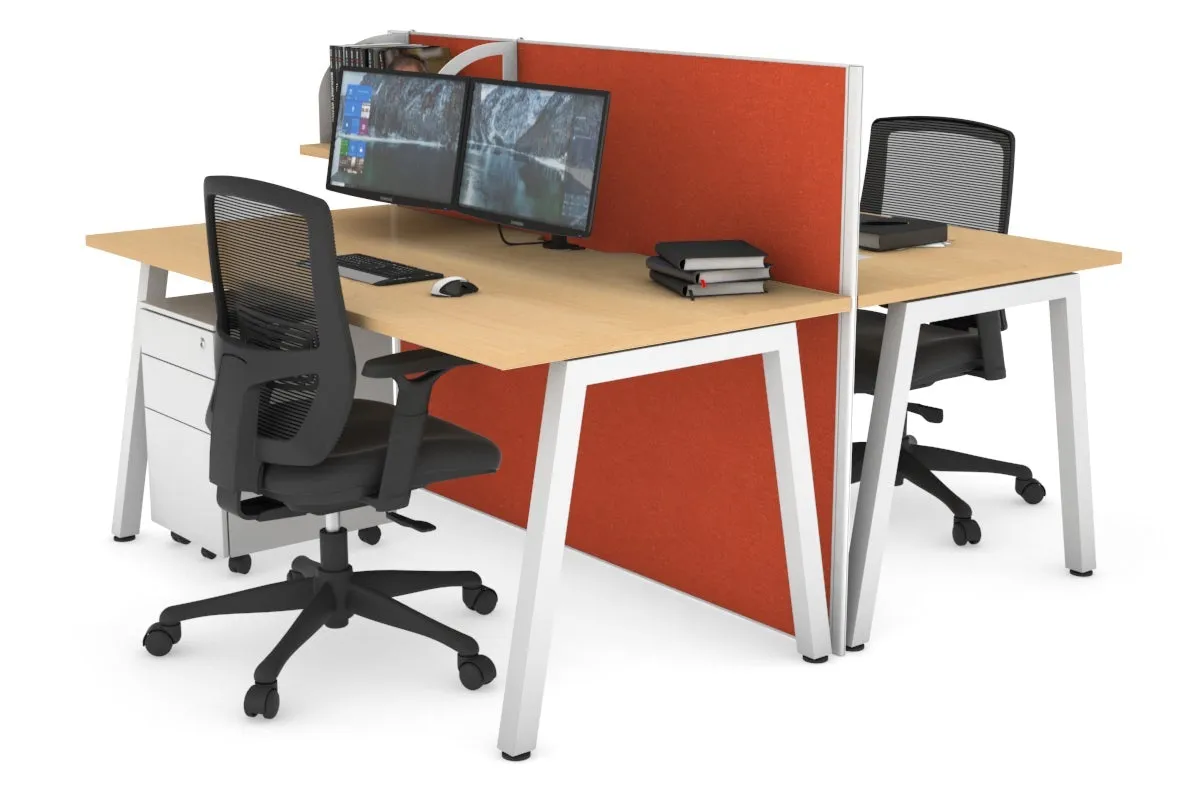 Horizon Quadro 2 Person Bench A Legs Office Workstation [1200L x 800W with Cable Scallop]