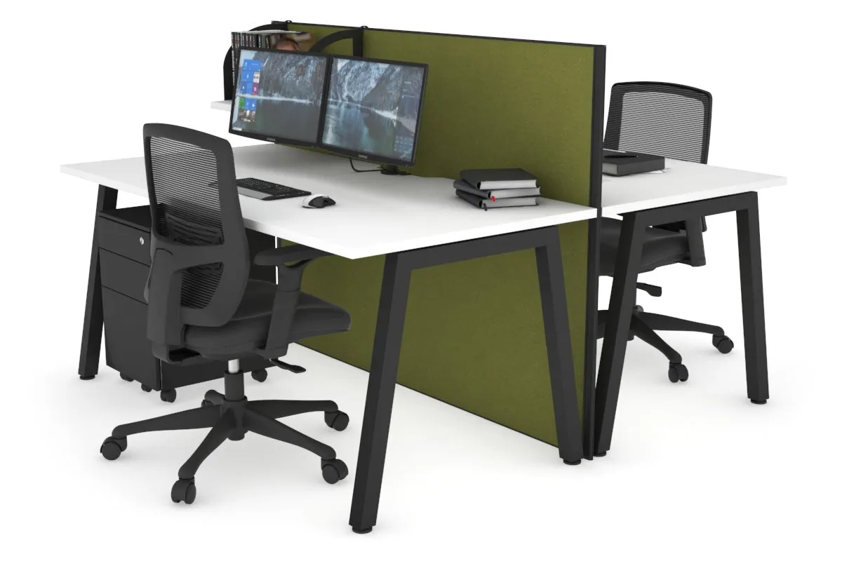 Horizon Quadro 2 Person Bench A Legs Office Workstation [1200L x 800W with Cable Scallop]