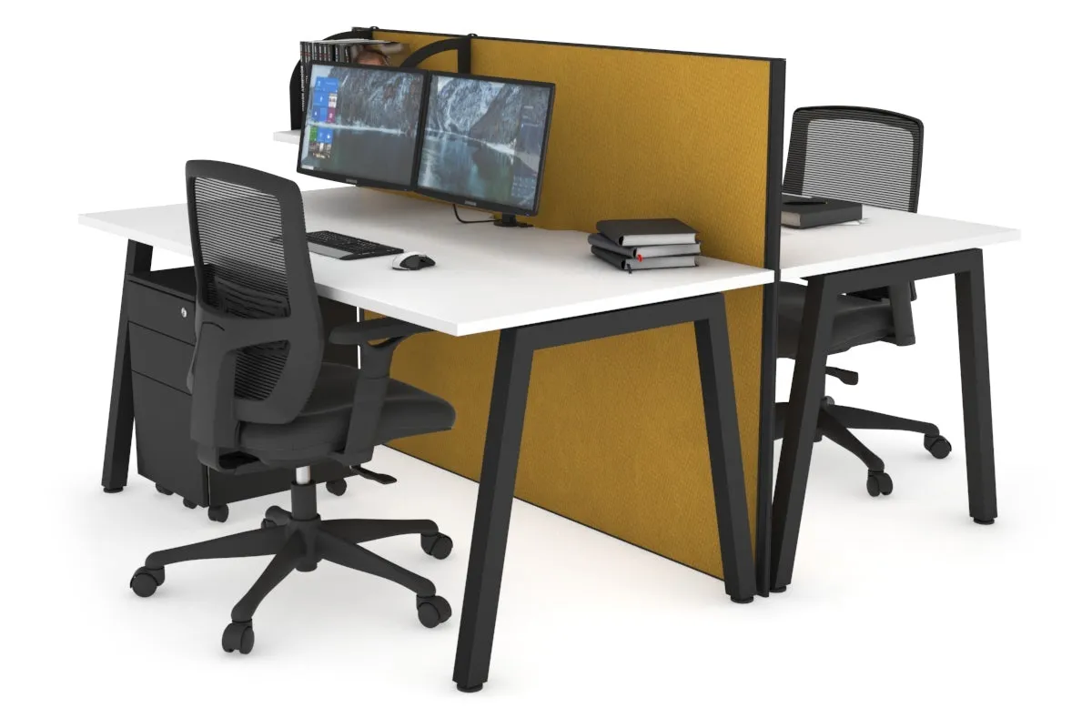 Horizon Quadro 2 Person Bench A Legs Office Workstation [1200L x 800W with Cable Scallop]