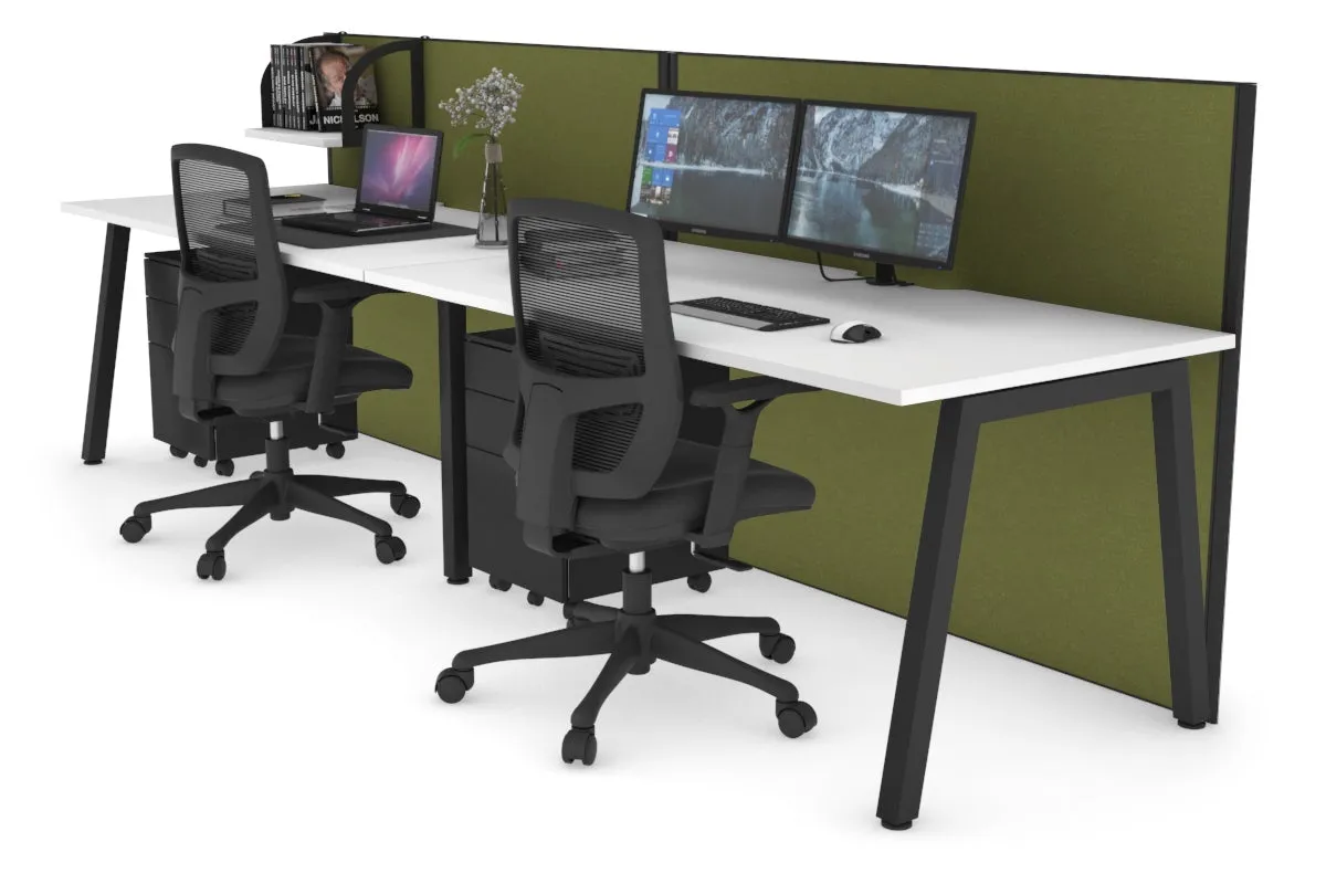 Horizon Quadro 2 Person Run A Legs Office Workstation [1400L x 800W with Cable Scallop]