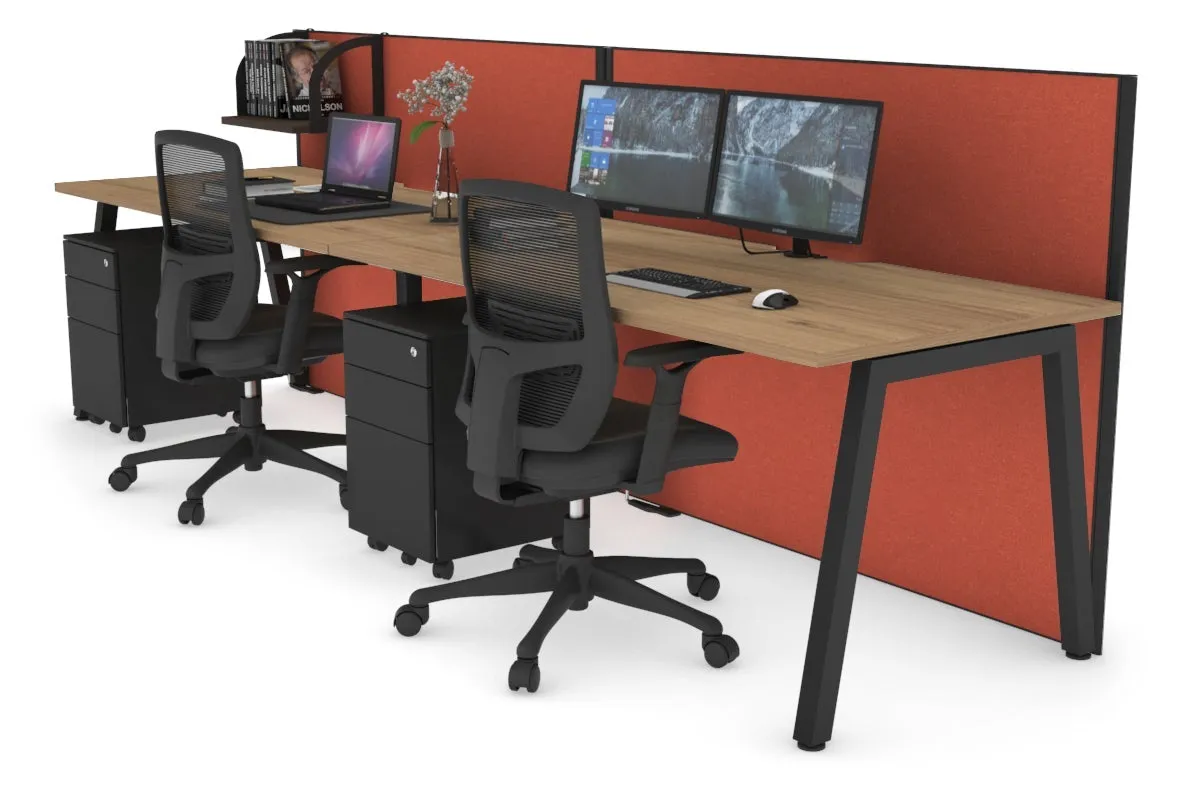 Horizon Quadro 2 Person Run A Legs Office Workstation [1400L x 800W with Cable Scallop]