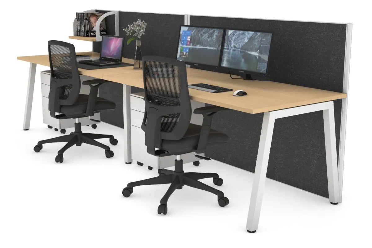 Horizon Quadro 2 Person Run A Legs Office Workstation [1400L x 800W with Cable Scallop]