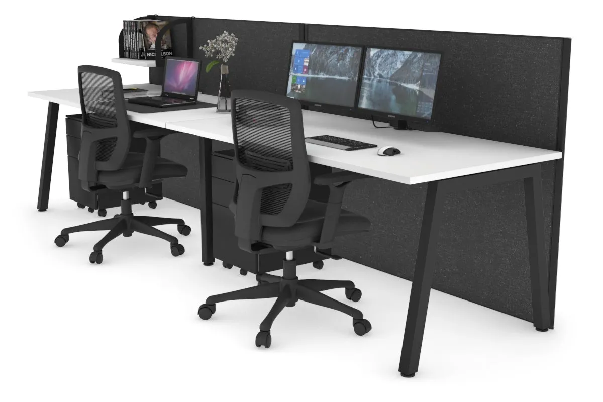 Horizon Quadro 2 Person Run A Legs Office Workstation [1400L x 800W with Cable Scallop]