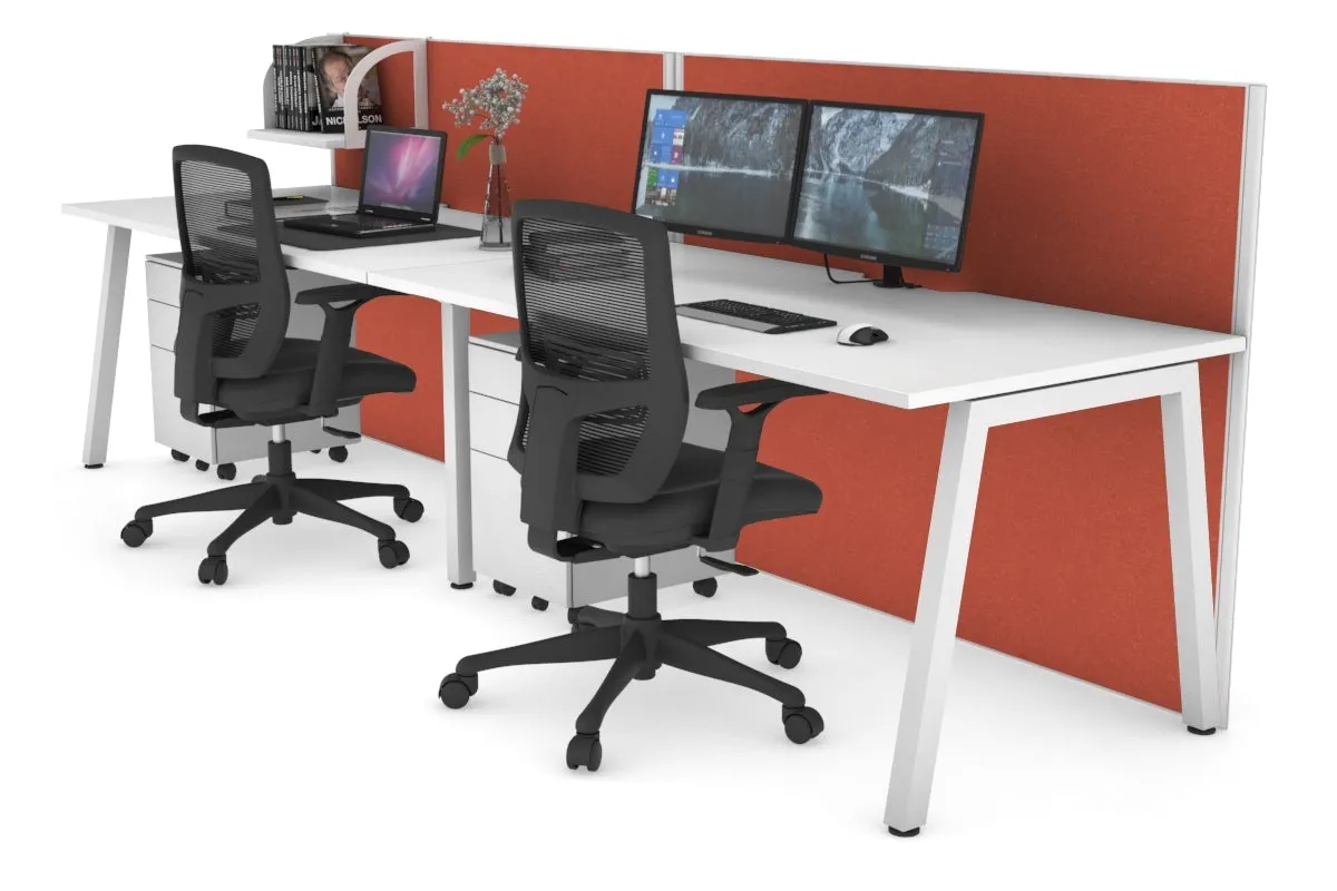 Horizon Quadro 2 Person Run A Legs Office Workstation [1400L x 800W with Cable Scallop]