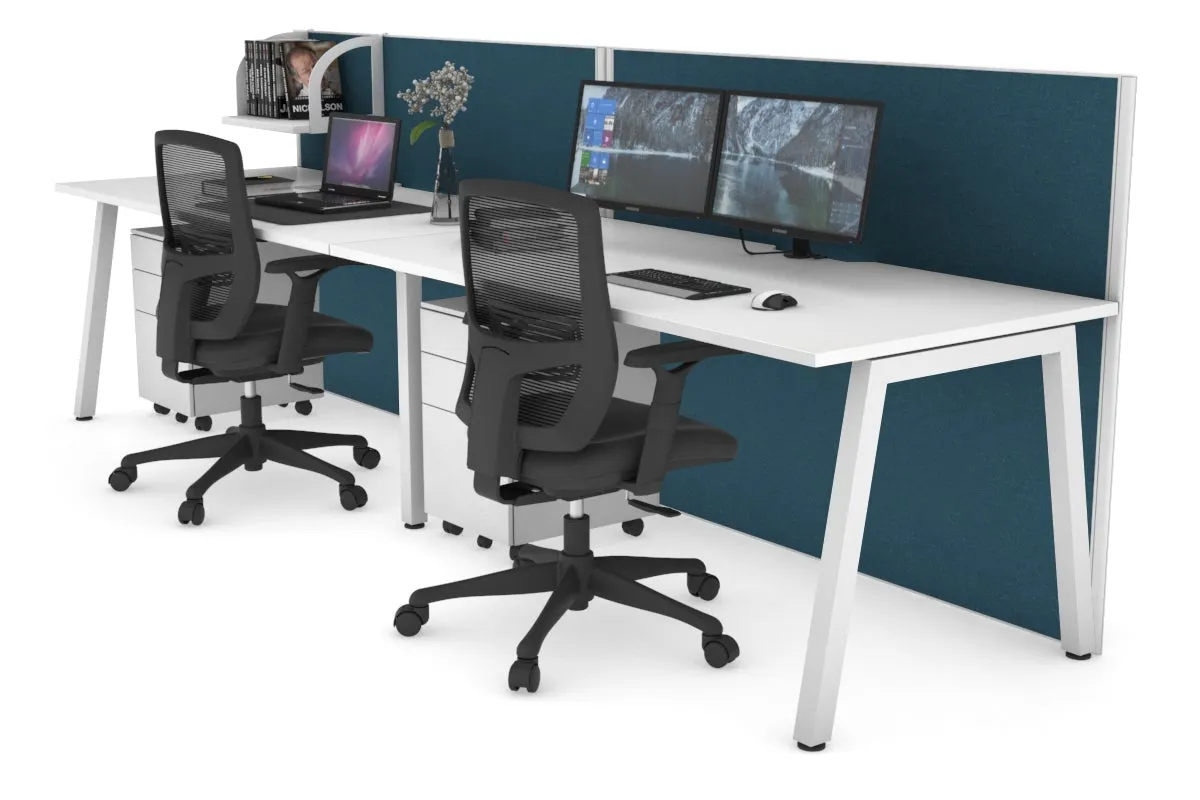 Horizon Quadro 2 Person Run A Legs Office Workstation [1400L x 800W with Cable Scallop]