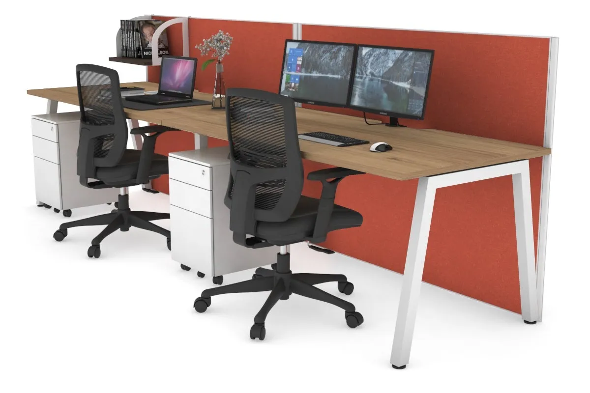 Horizon Quadro 2 Person Run A Legs Office Workstation [1400L x 800W with Cable Scallop]