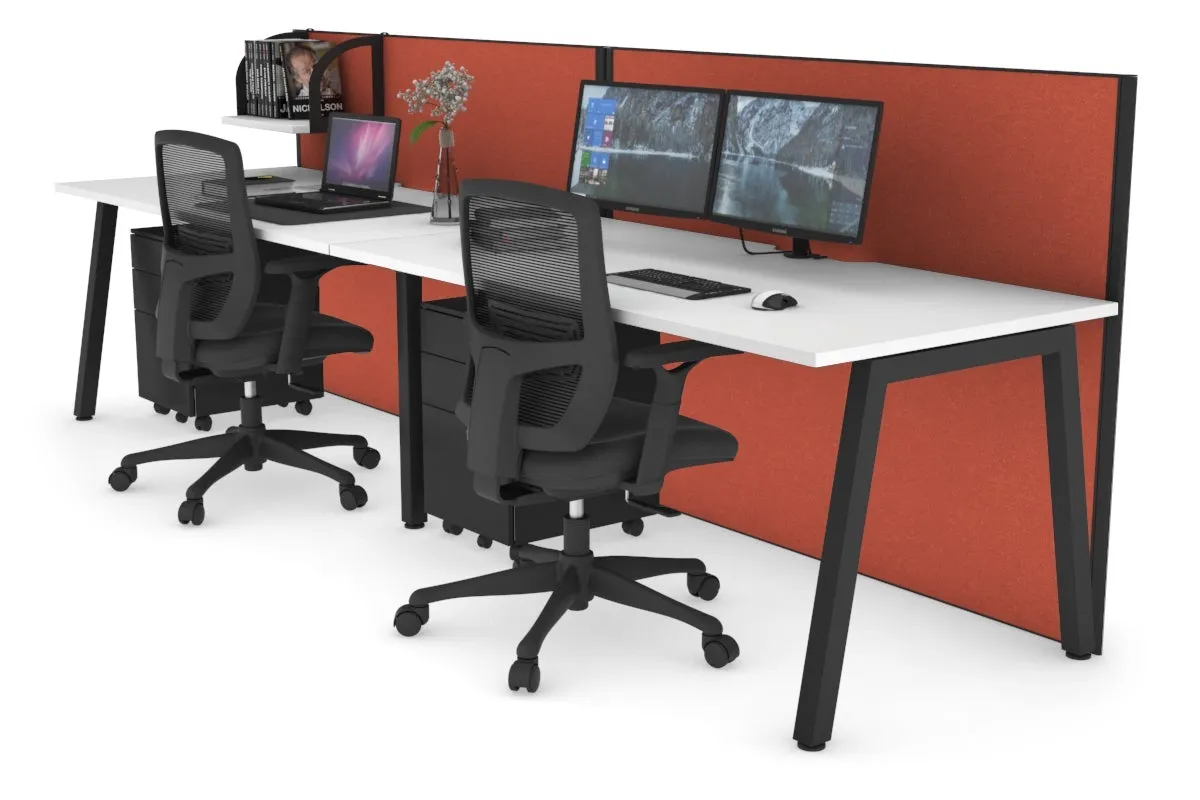 Horizon Quadro 2 Person Run A Legs Office Workstation [1400L x 800W with Cable Scallop]