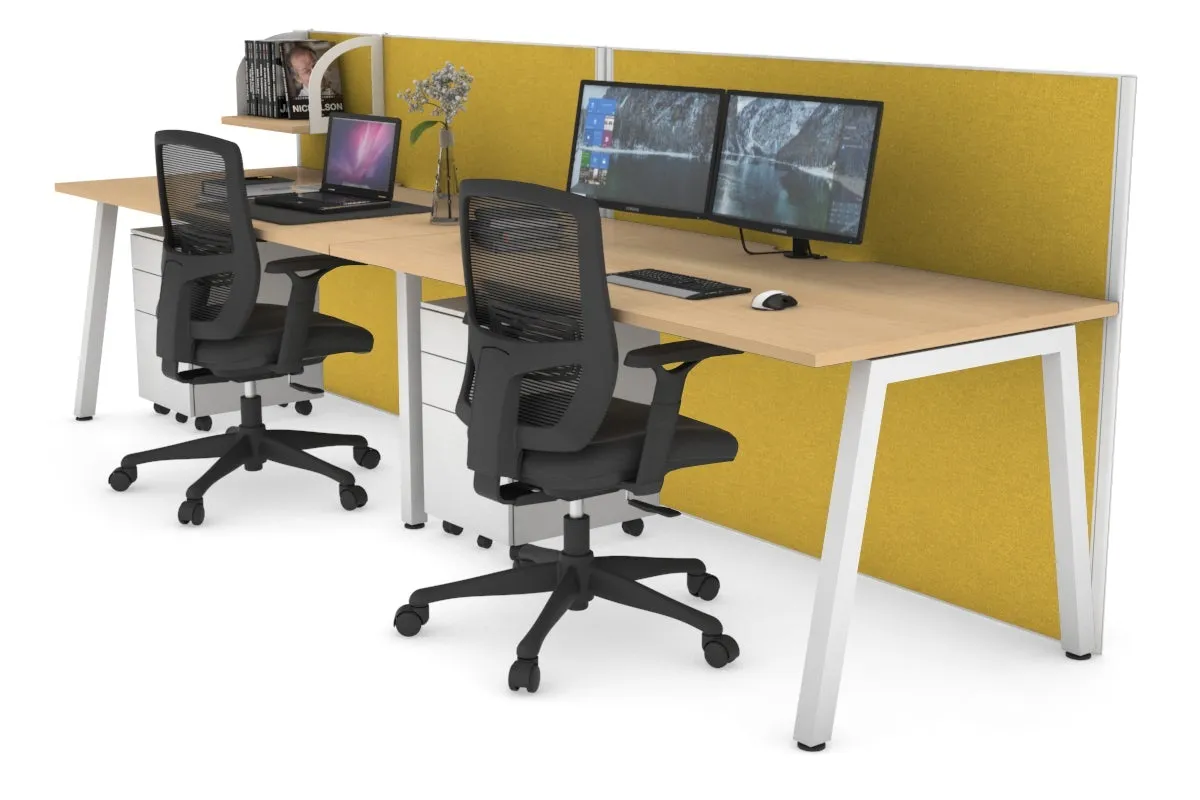 Horizon Quadro 2 Person Run A Legs Office Workstation [1400L x 800W with Cable Scallop]