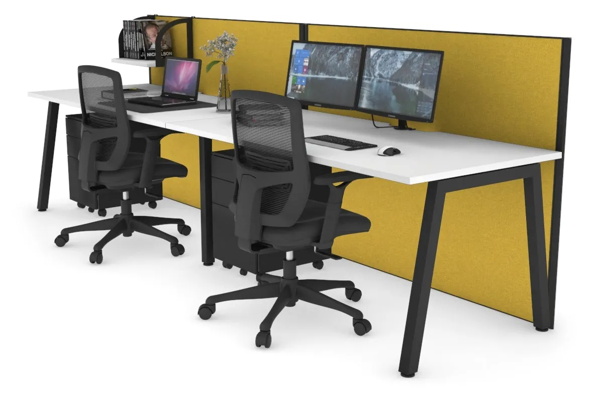 Horizon Quadro 2 Person Run A Legs Office Workstation [1400L x 800W with Cable Scallop]